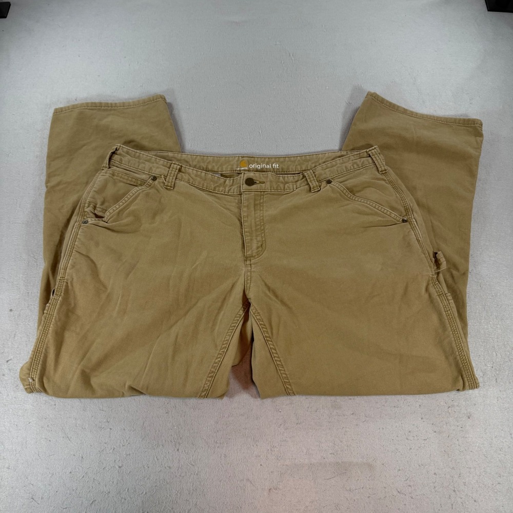 Carhartt Womens 18R Original Fit Canvas Work Pants Tan Carpenter
